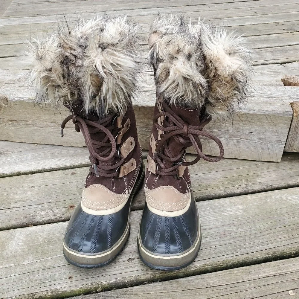 Sorel Joan Of Arctic 1540 Tall Faux Fur Cuff Winter Snow Duck Boots Woman's‎ 6
